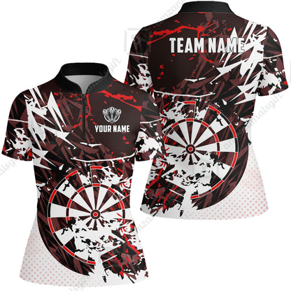 Customized Abstract Crimson Geometric Shard Darts Jersey, Personalized Name And Team Name For Dart Players