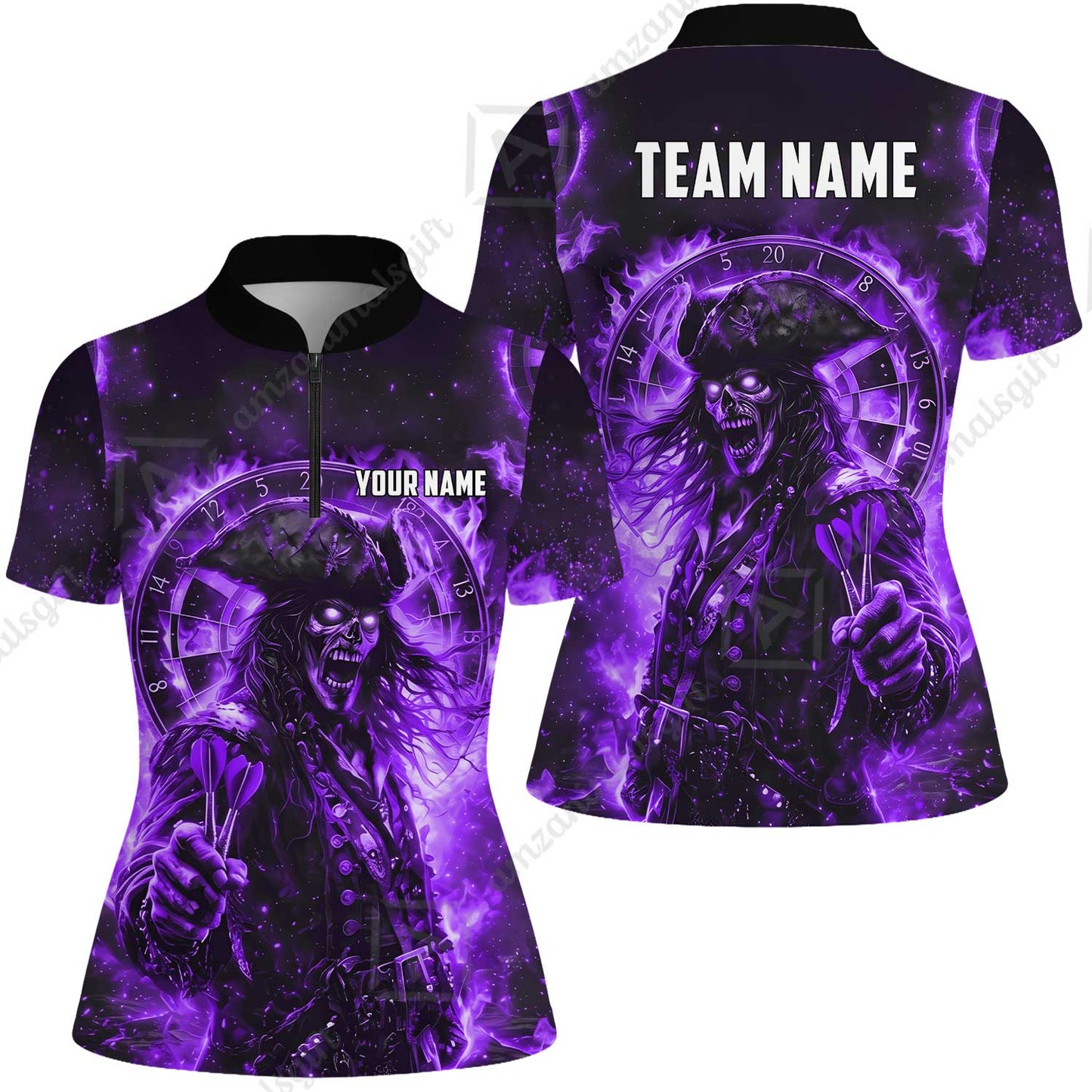 Custom Darts Jersey Polo Shirt, Ghost Pirate, Custom Dart Jersey Team Shirt For Players With Name & Team Name
