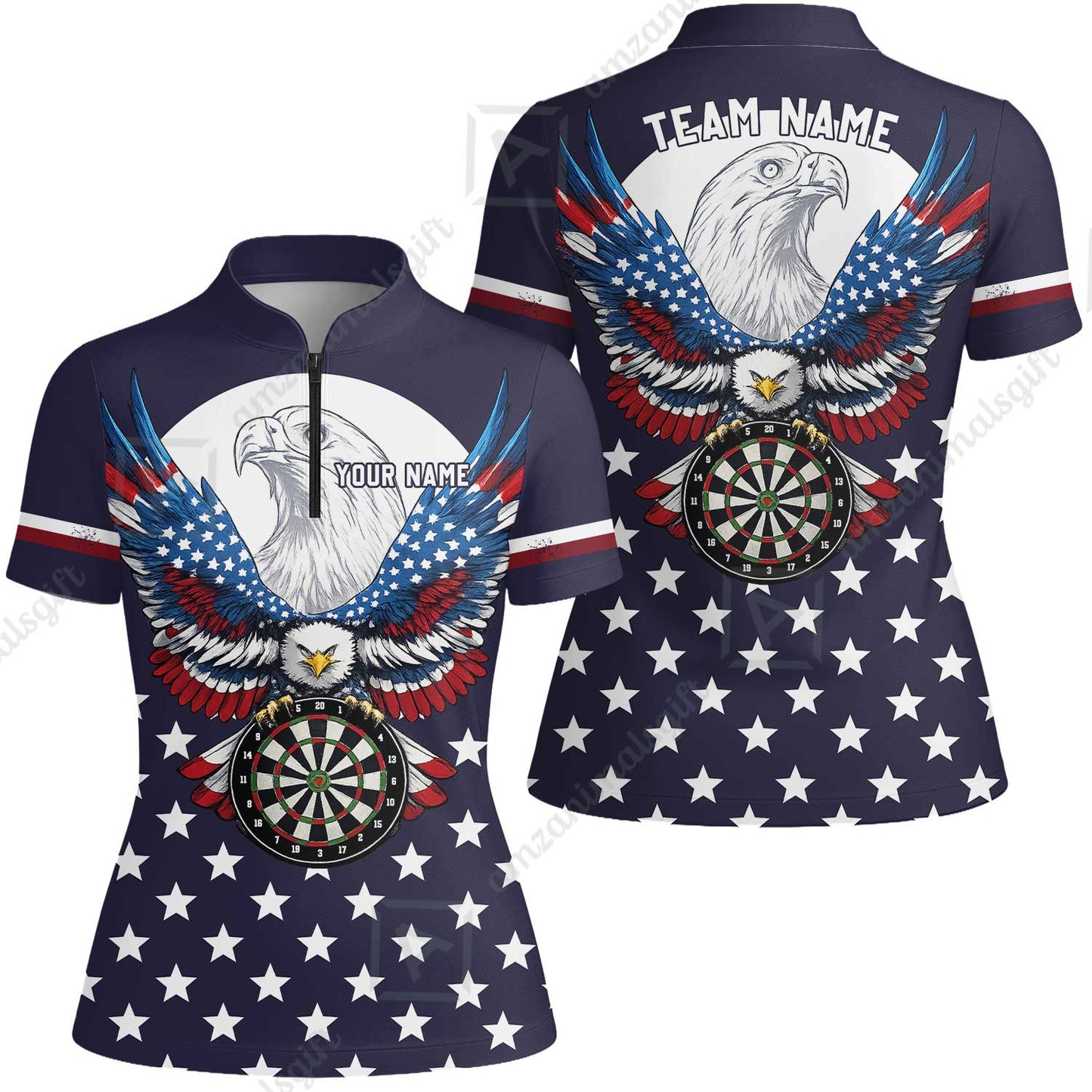 Custom Darts Jersey Polo Shirt, American Eagle, Custom Dart Jersey Team Shirt For Players With Name & Team Name