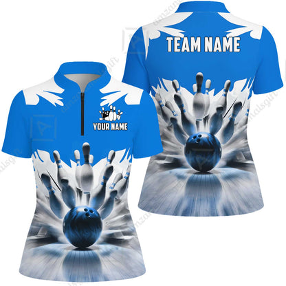 Custom Bowling Jersey Polo Shirt, Electric Marble Strike, Custom Bowling Jersey Team Shirt For Players With Name and Team Name