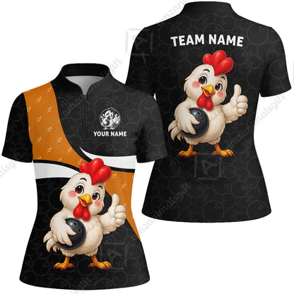 Custom Bowling Jersey Polo Shirt, Happy Chick, Custom Bowling Jersey Team Shirt For Players With Name and Team Name