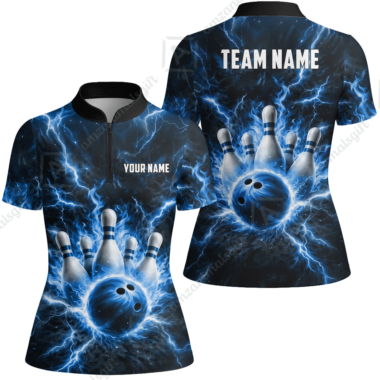Custom Bowling Jersey Polo Shirt, Electric Lightning Storm Bowling, Custom Bowling Jersey Team Shirt For Players With Name and Team Name