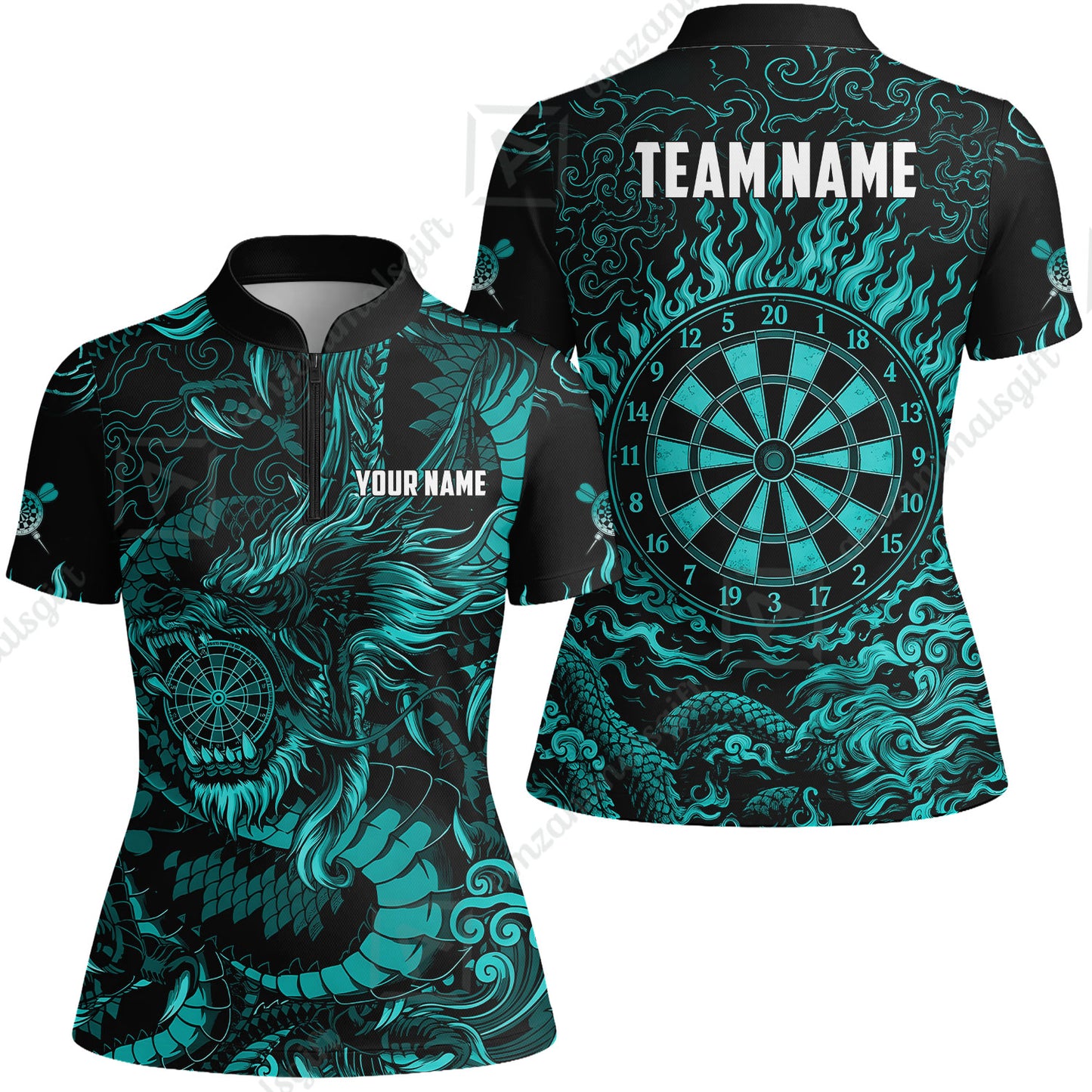 Custom Darts Jersey Polo Shirt, Dragon's Bullseye Darts, Custom Dart Jersey Team Shirt For Players With Name & Team Name