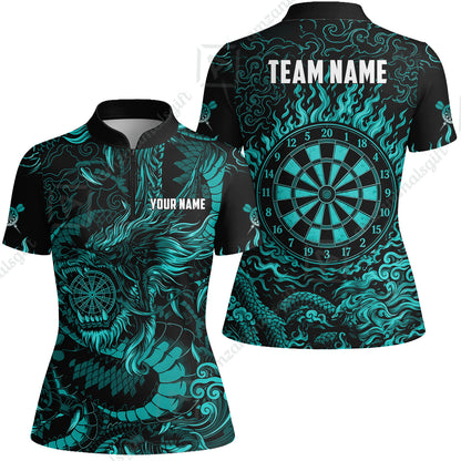 Custom Darts Jersey Polo Shirt, Dragon's Bullseye Darts, Custom Dart Jersey Team Shirt For Players With Name & Team Name