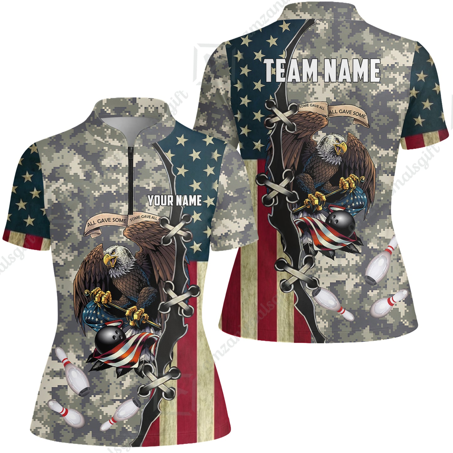 Custom Bowling Jersey Polo Shirt, All Gave Some Bowling, Personalized Name & Team Name