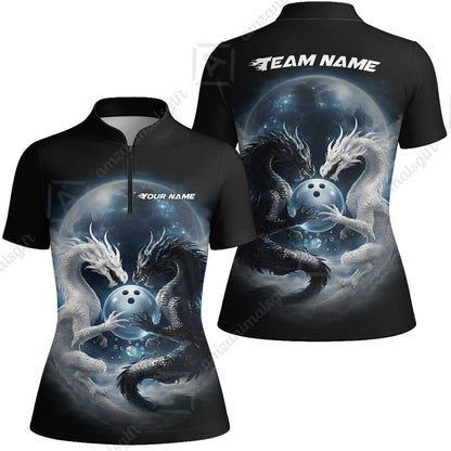 Custom Double Dragon Bowling Jersey Polo Shirt, Custom Double Dragon Bowling Jersey Team Shirt For Players With Name & Team Name