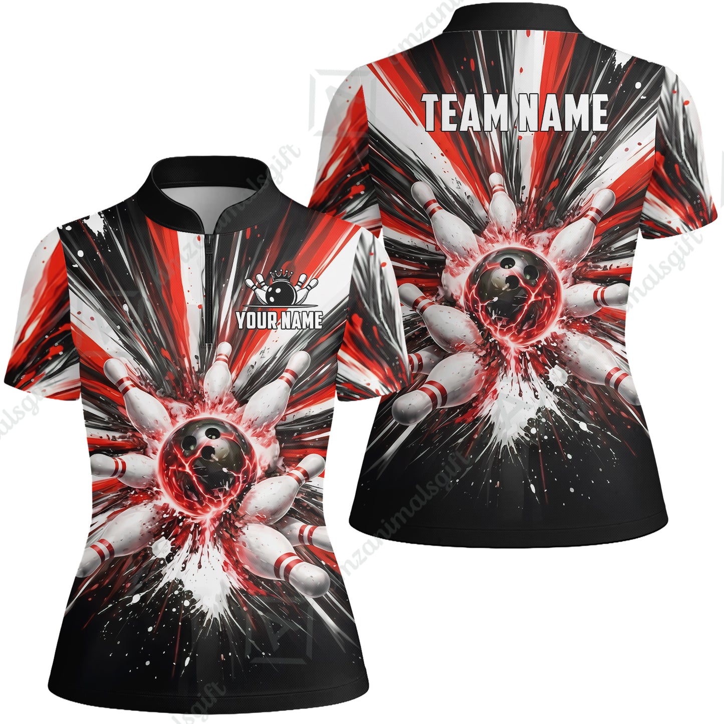 Custom Bowling Jersey Polo Shirt, Electric Burst Explosion, Custom Bowling Jersey Team Shirt For Players With Name and Team Name