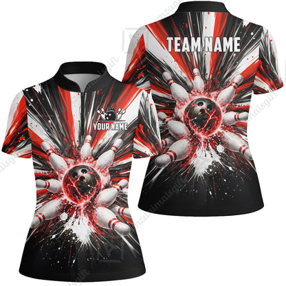 Custom Bowling Jersey Polo Shirt, Electric Burst Explosion, Custom Bowling Jersey Team Shirt For Players With Name and Team Name