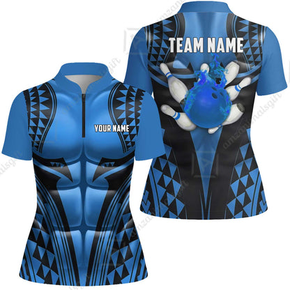 Custom Bowling Jersey Polo Shirt, Polynesian Strike, Custom Bowling Jersey Team Shirt For Players With Name & Team Name