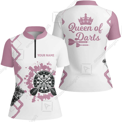 Customized Darts Women Polo Shirt, Queen of Darts Team Shirt, Personalized Name Polo Shirt For Women - Perfect Gift For Darts Lovers, Darts Players