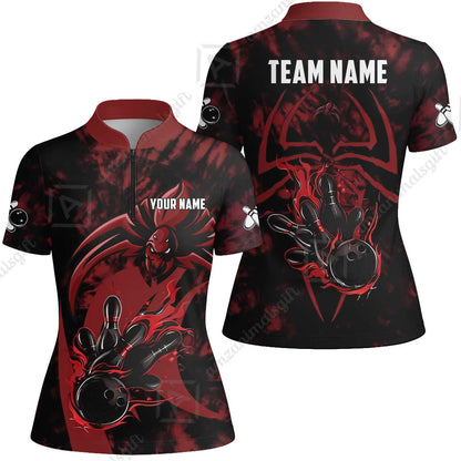 Custom Bowling Jersey Polo Shirt, Neon Venom Spider Monster, Custom Bowling Jersey Team Shirt For Players With Name and Team Name