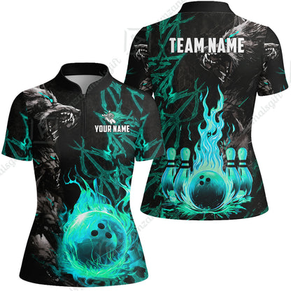 Custom Bowling Jersey Polo Shirt, Hellfire Werewolf & Crimson Strike, Custom Bowling Jersey Team Shirt For Players With Name & Team Name
