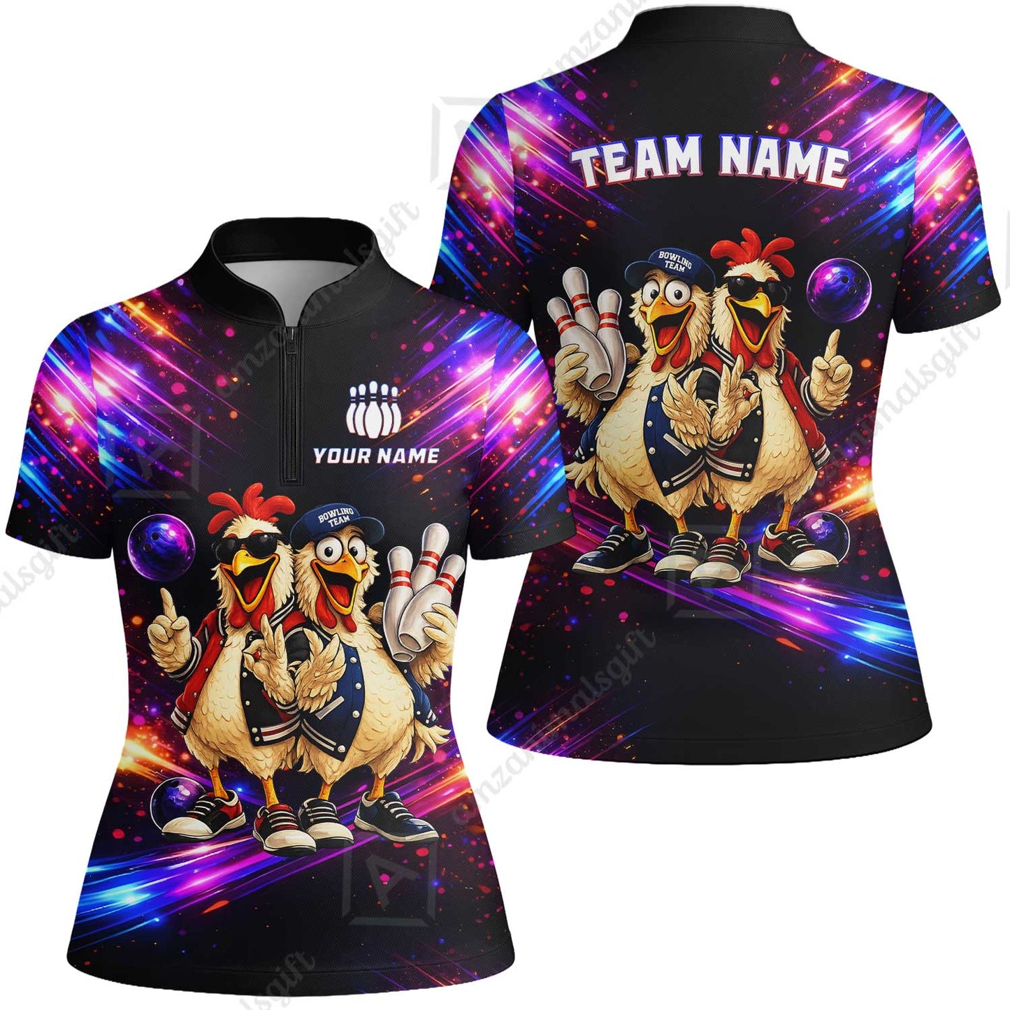 Custom Bowling Jersey Polo Shirt, Cool Roosters Bowling, Custom Bowling Jersey Team Shirt For Players With Name & Team Name