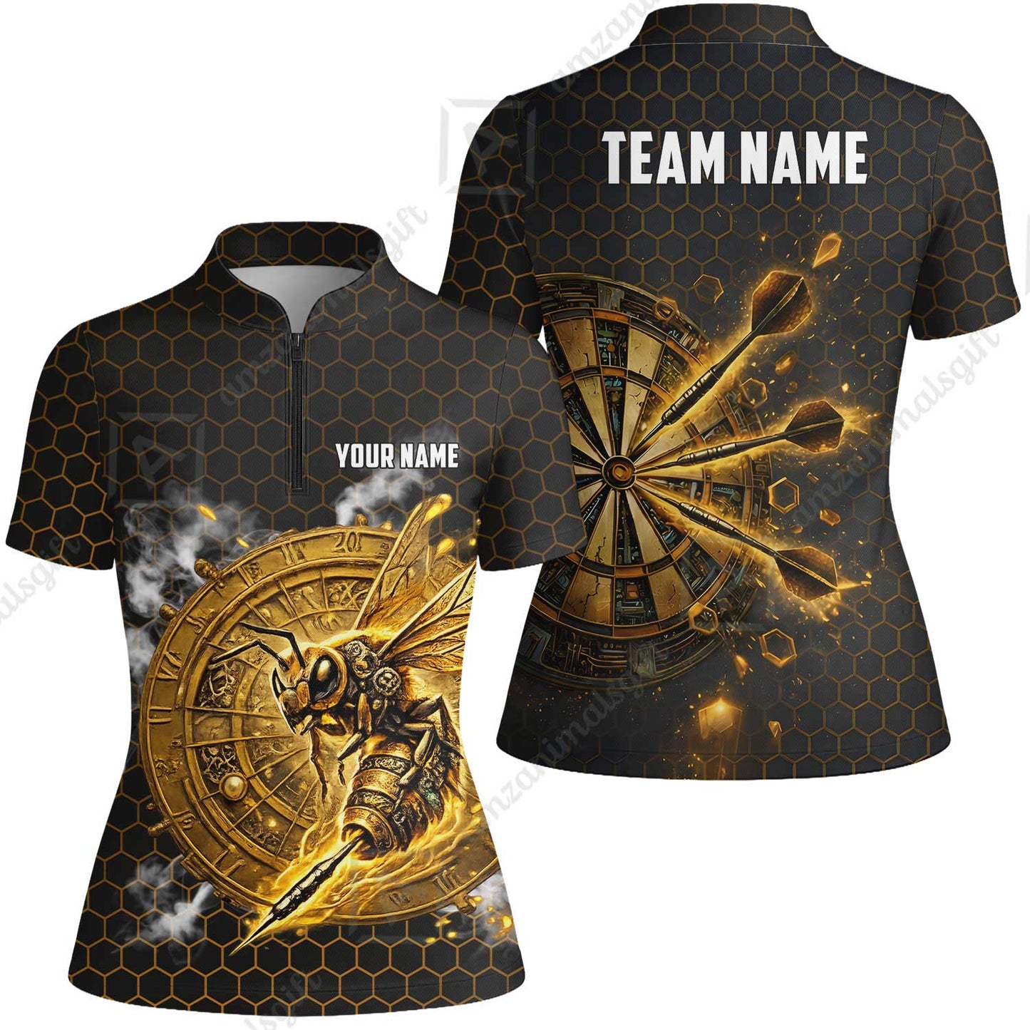 Custom Darts Team Jersey, Personalized Bee Strike Dart Polo Shirt For Players With Name & Team Name