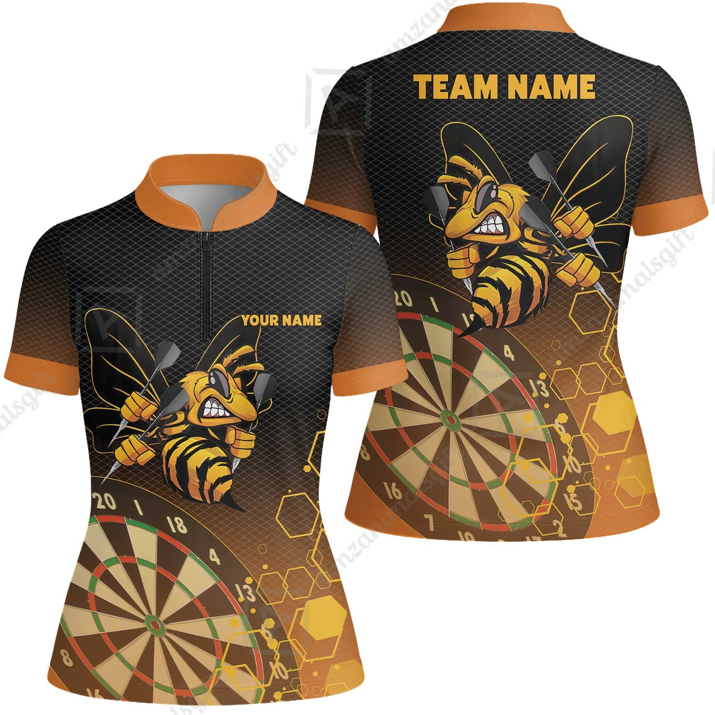 Personalized Darts Men Polo Shirt, Darts And Bee Customized Polo Shirt, Perfect Outfits For Darts Players, Darts Team