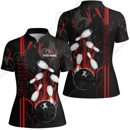 Custom Team Name Bowling Strike Team  Bowling Jersey - Custom Name Bowling Strike Personalized Bowling Polo Shirt - Uniform Shirt For Bowlers