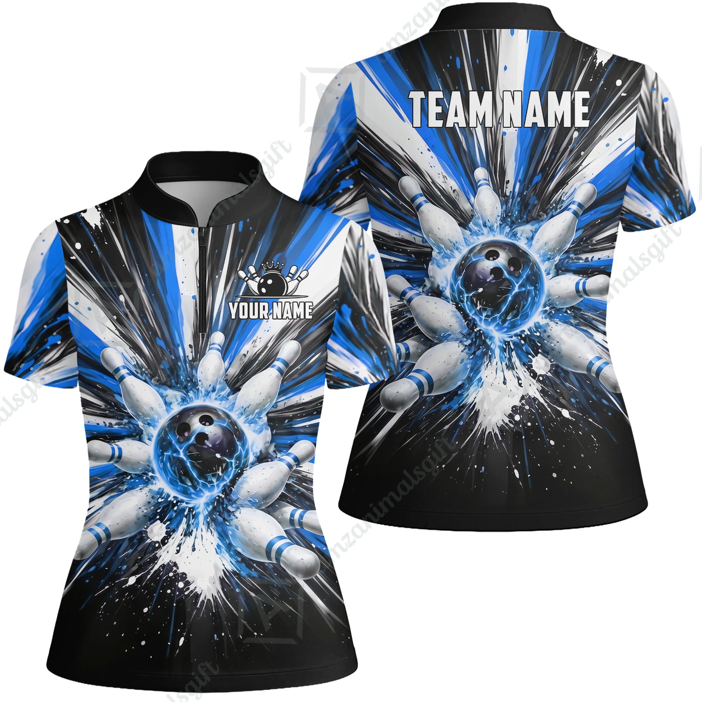Custom Bowling Jersey Polo Shirt, Electric Burst Explosion, Custom Bowling Jersey Team Shirt For Players With Name and Team Name