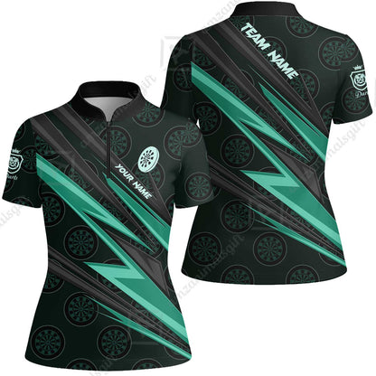 Custom Turquoise Dartboard Pattern Darts Men Polo Shirt Team,  Custom Darts Team Jerseys Uniform, Personalized Name And Team Name Shirts