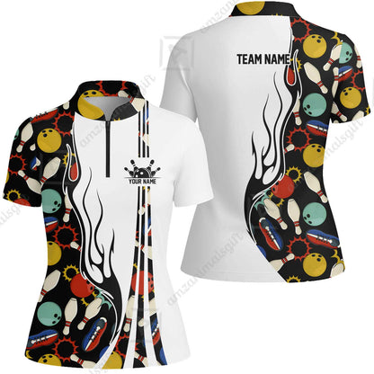 Custom Bowling Team Jerseys Polo Shirts, Custom Multi Color Icon Bowling Uniforms Jerseys, Personalized Name And Team Name