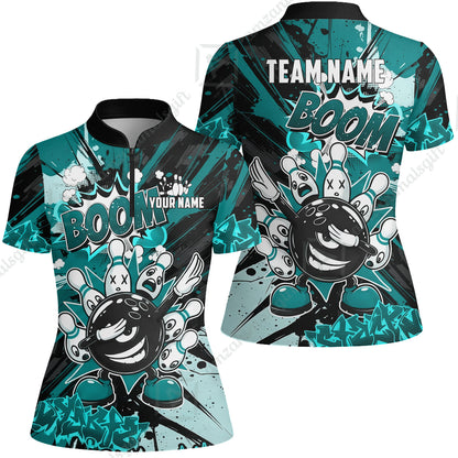 Custom Bowling Jersey Polo Shirt, Dabbing Cartoon Monster, Custom Bowling Jersey Team Shirt For Players With Name & Team Name