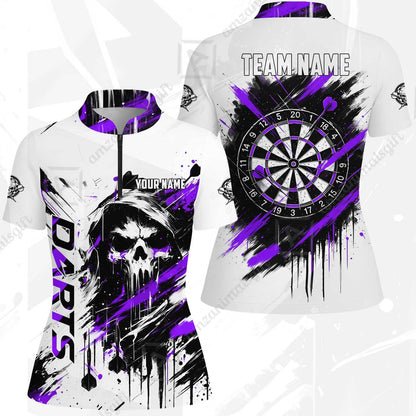 Custom Darts Jersey Polo Shirt, Grim Reaper Sketch Splatter, Custom Dart Jersey Team Shirt For Players With Name & Team Name
