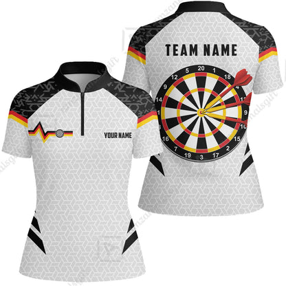 Custom Germany Darts Quarter-Zip Polo Shirt, Personalized Darts For Team Quarter-Zip Polo Shirt