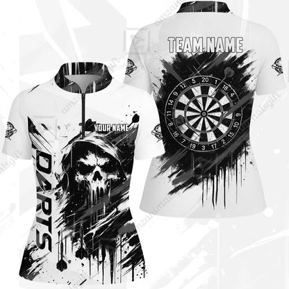 Custom Darts Jersey Polo Shirt, Grim Reaper Sketch Splatter, Custom Dart Jersey Team Shirt For Players With Name & Team Name