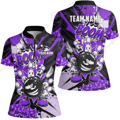 Custom Bowling Jersey Polo Shirt, Dabbing Cartoon Monster, Custom Bowling Jersey Team Shirt For Players With Name & Team Name