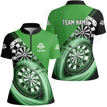 Custom Tailored Darts Team Jersey Polo Quarter-Zip Shirts, Customized Name Team Name Darts Team Jerseys Uniform