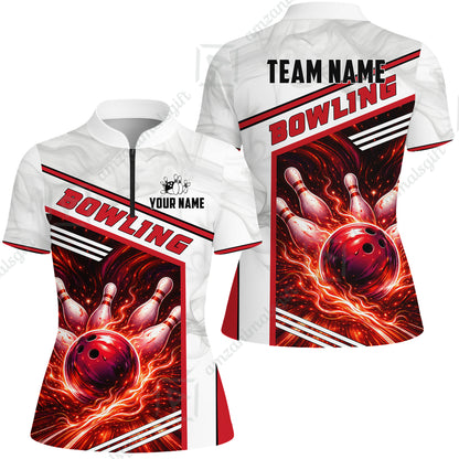 Custom Bowling Jersey Polo Shirt, Retro Racing & Fire Strike, Custom Bowling Jersey Team Shirt For Players With Name & Team Name