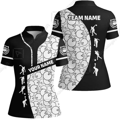 Custom Bowling Team Jerseys Polo Shirts, Bowling Pattern uniforms Ball & Pins Personalized Bowling Name And Team Name