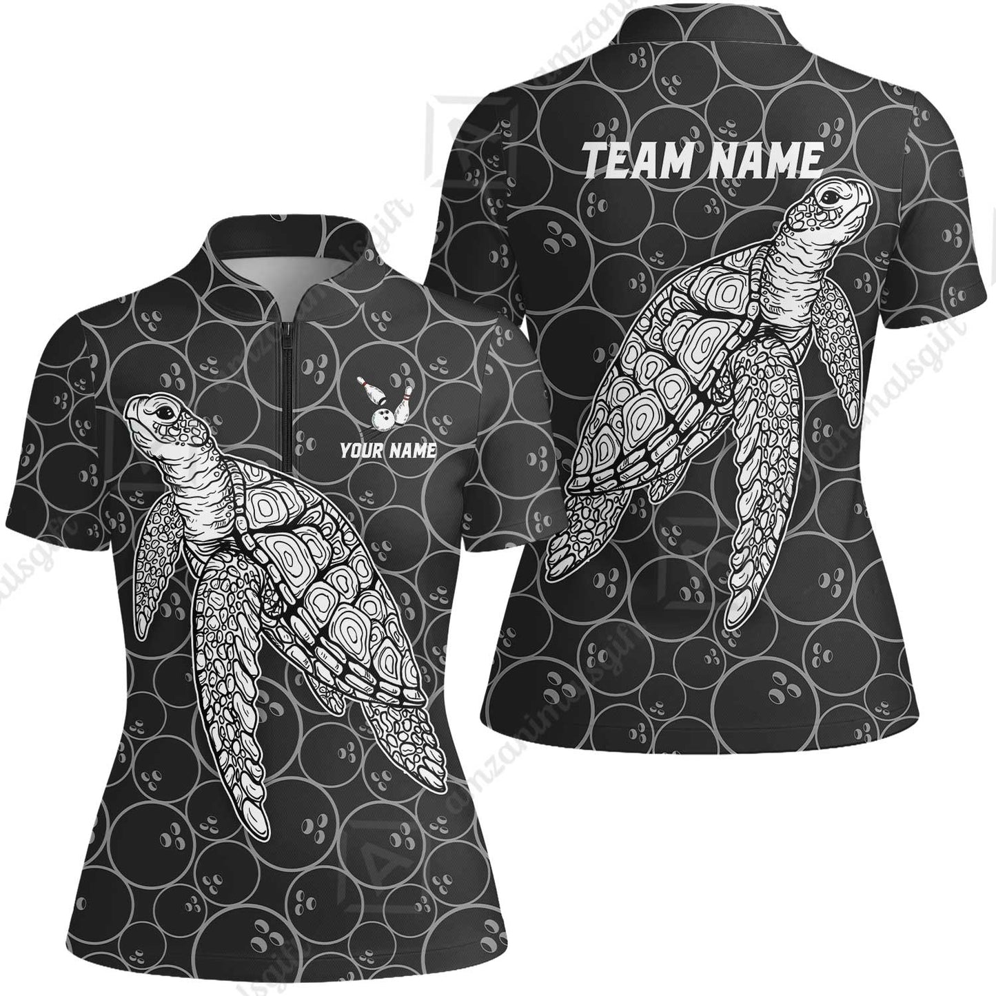 Customized Bowling Unisex Polo Shirt, Bowling Sea Turtle, Bowling Uniform - Personalized Name And Team Name