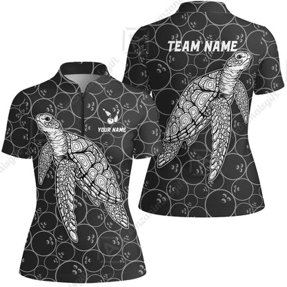 Customized Bowling Unisex Polo Shirt, Bowling Sea Turtle, Bowling Uniform - Personalized Name And Team Name