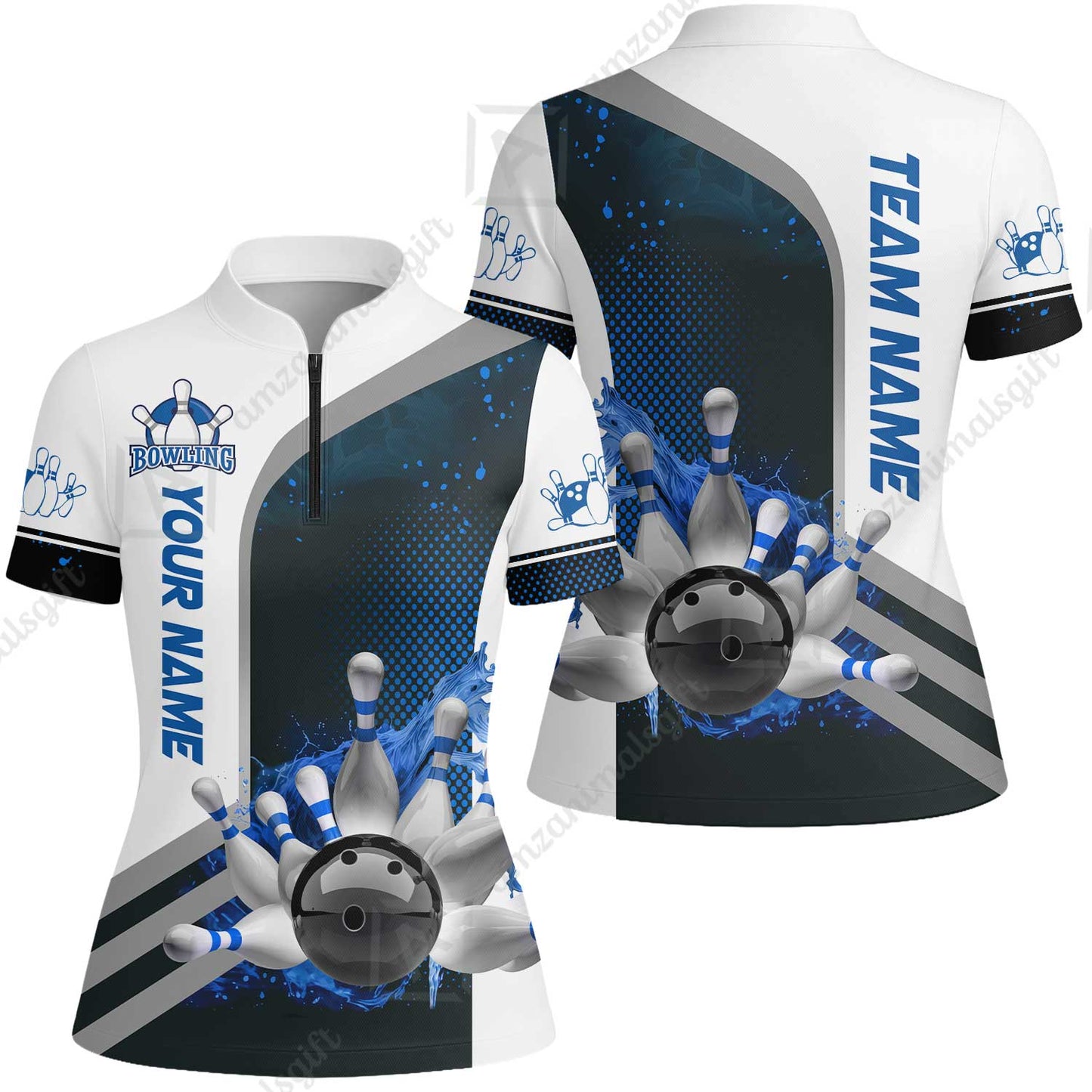 Custom Team Name Bowling Team Jersey - Custom Name Bowling Ball And Pins Water Personalized Bowling Polo Shirt - Uniform Shirt For Bowlers