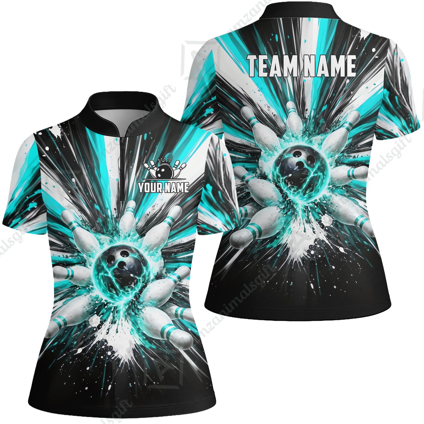 Custom Bowling Jersey Polo Shirt, Electric Burst Explosion, Custom Bowling Jersey Team Shirt For Players With Name and Team Name