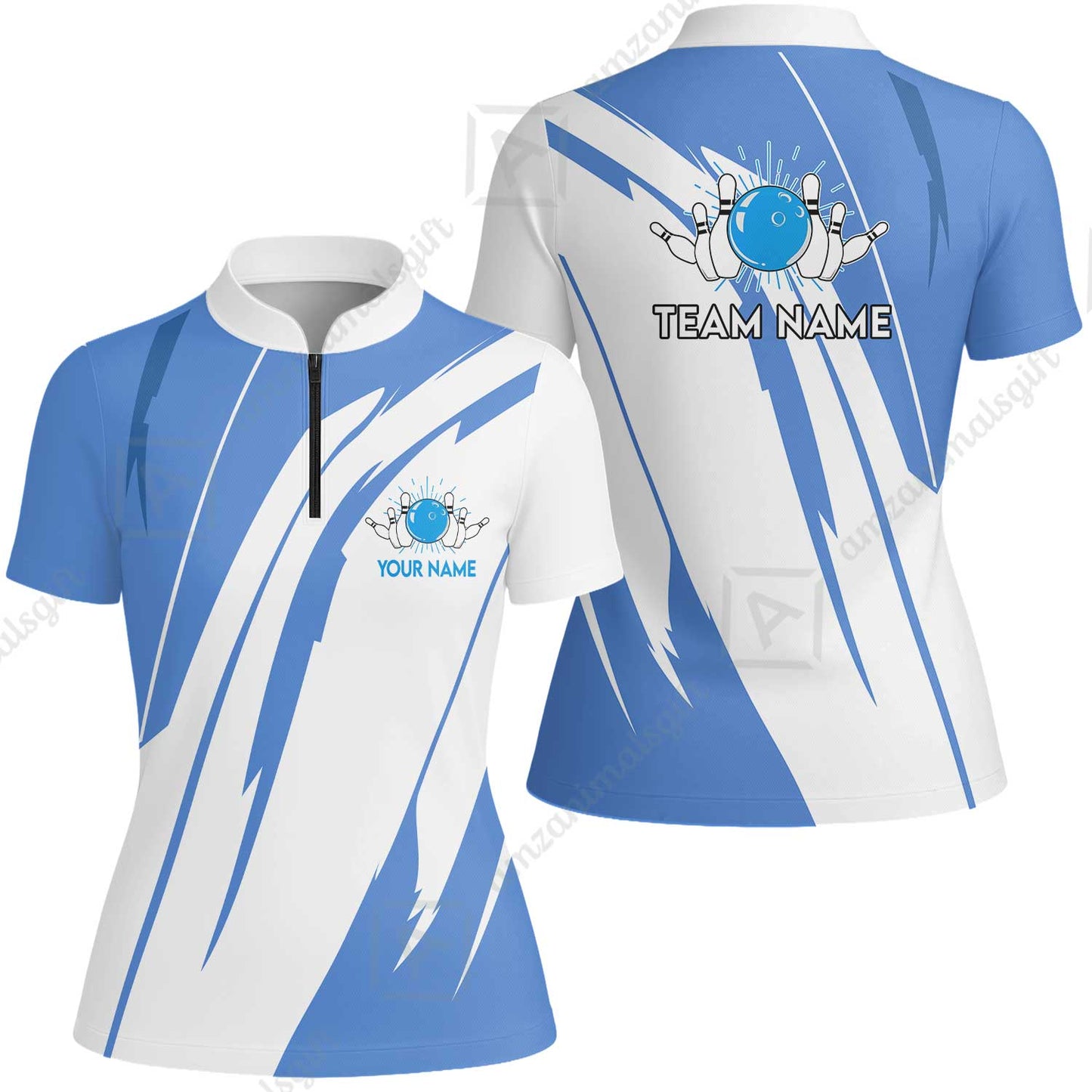 Custom Bowling Team Jerseys Polo Shirts, Ocean Blue Yellow Bowling uniforms, Custom Bowling Shirts With Personalized Name And Team Name
