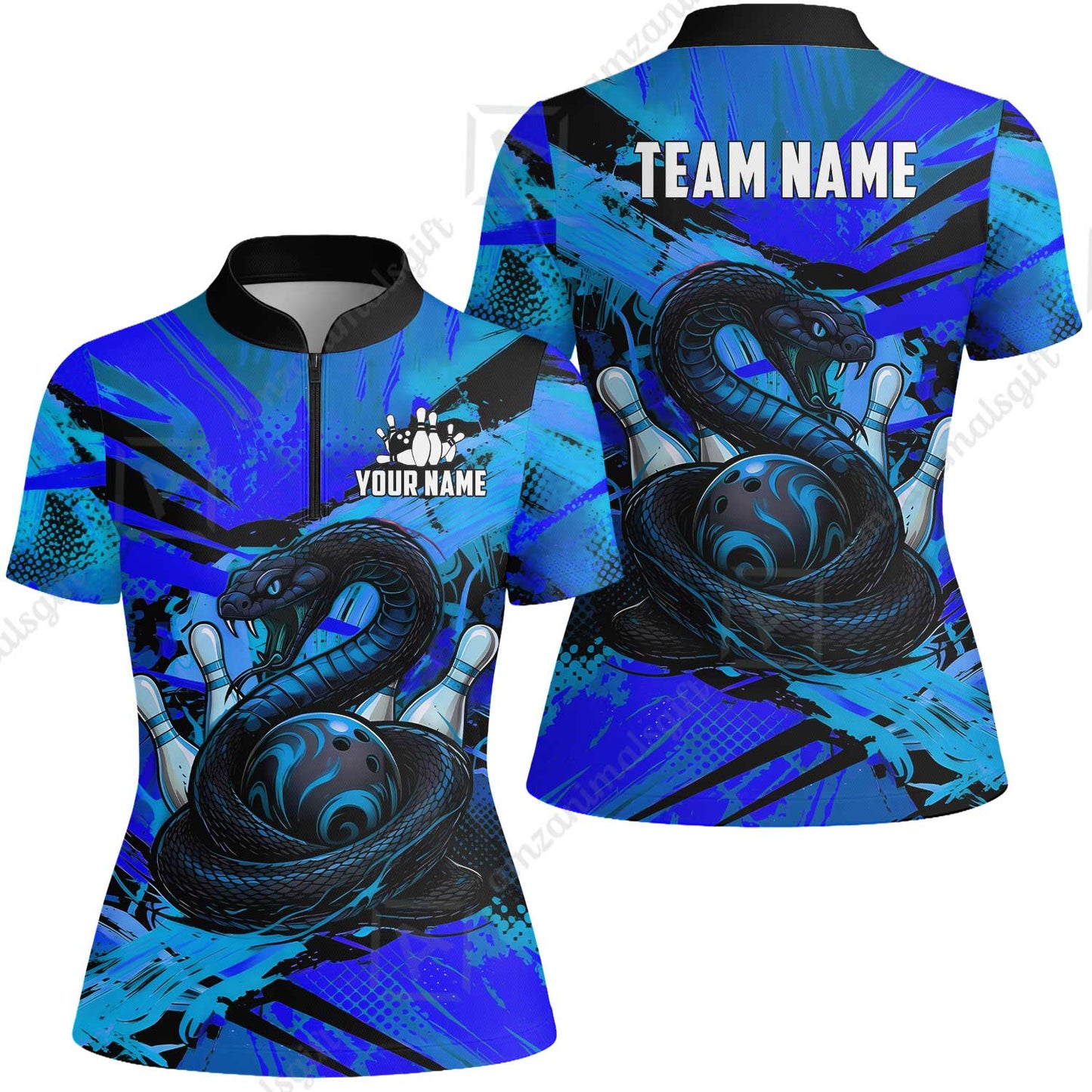 Custom Bowling Jersey Polo Shirt, Viper Venom Strike & Cyberpunk Splash, Custom Bowling Jersey Team Shirt For Players With Name & Team Name