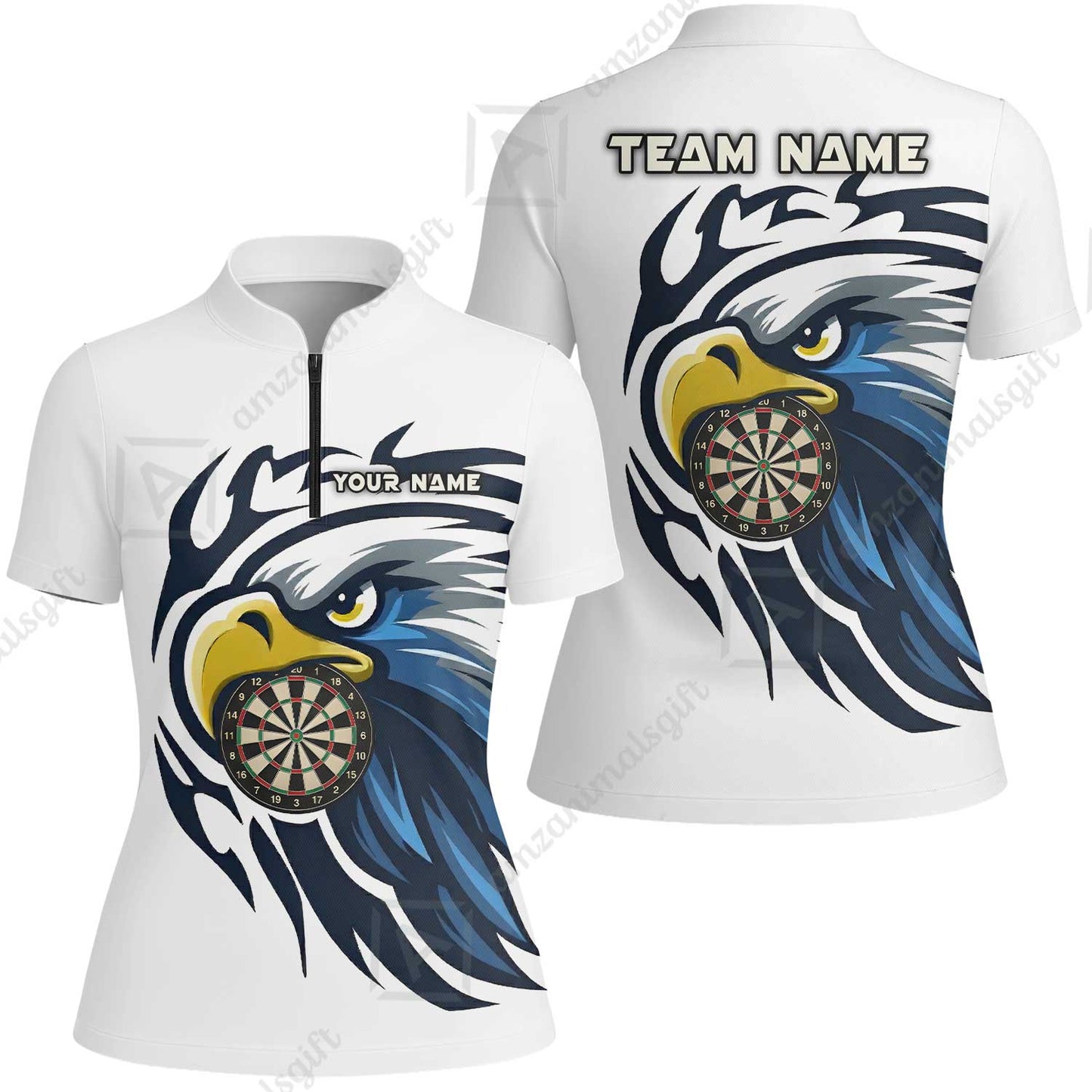 Custom Majestic Eagle Mascot Darts Jersey Polo Shirt, Custom Majestic Eagle Mascot Dart Jersey Team Shirt For Players With Name & Team Name