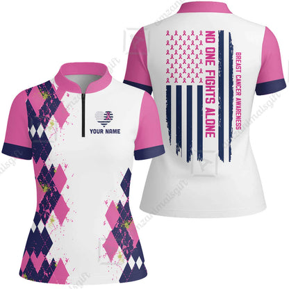 Custom Bowling Jersey Polo Shirt, No One Fights Alone, Personalized Name And Team Name
