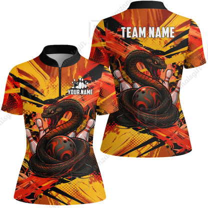 Custom Bowling Jersey Polo Shirt, Viper Venom Strike & Cyberpunk Splash, Custom Bowling Jersey Team Shirt For Players With Name & Team Name