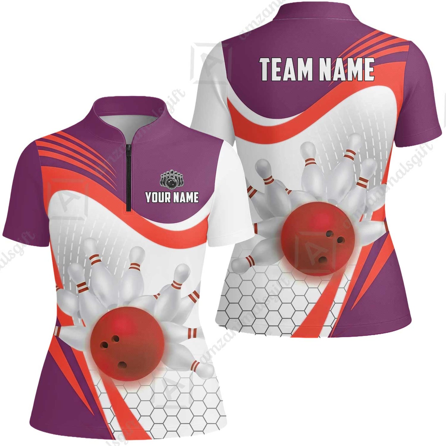 Custom Bowling Jersey Polo Shirt, Geometric Streamline & Fresh Mint, Custom Bowling Jersey Team Shirt For Players With Name & Team Name