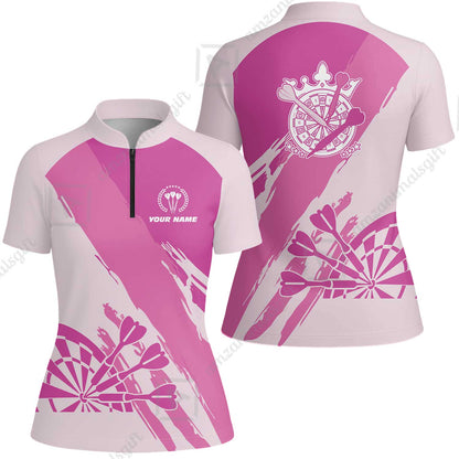 Customized Darts Women Polo Shirt, Light Dark Pink Team Shirt, Personalized Name Polo Shirt For Women - Perfect Gift For Darts Lovers, Darts Players