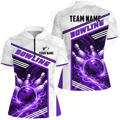 Custom Bowling Jersey Polo Shirt, Retro Racing & Fire Strike, Custom Bowling Jersey Team Shirt For Players With Name & Team Name
