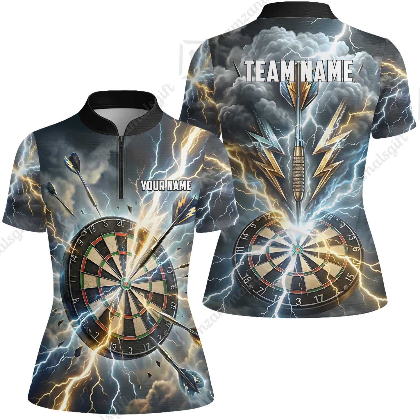 Custom Darts Team Jersey, Personalized Lightning Darts Polo Shirt For Players With Name & Team Name