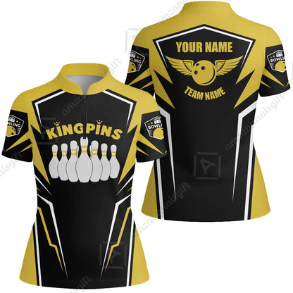 Bowling Custom Men Polo Shirt - Custom Name King Pins Bowling Team Personalized Bowling Polo Shirt