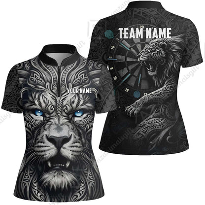 Custom Darts Team Jersey, Personalized Lion Darts Tribal Polo Shirt For Players With Name & Team Name