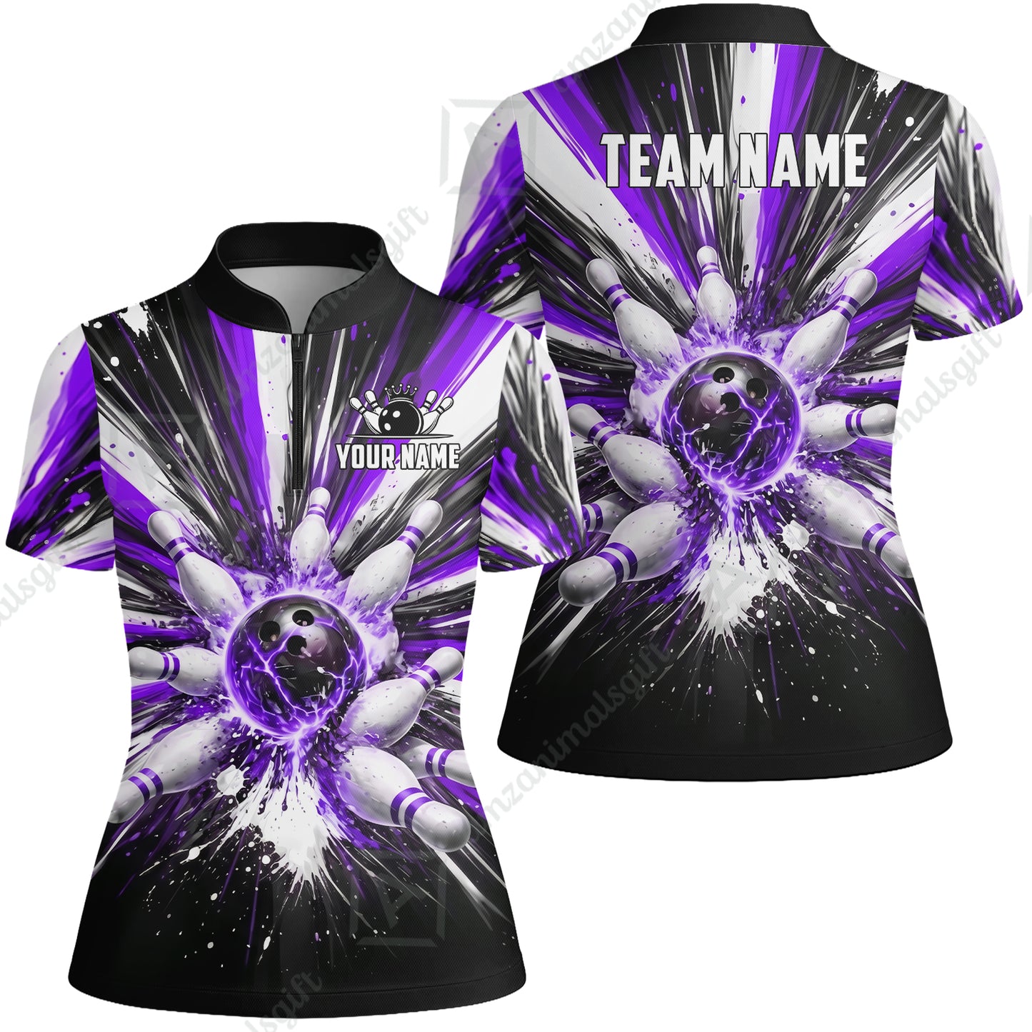 Custom Bowling Jersey Polo Shirt, Electric Burst Explosion, Custom Bowling Jersey Team Shirt For Players With Name and Team Name