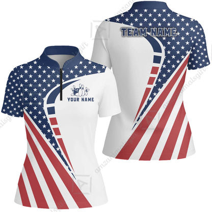 Custom Bowling Jersey Polo Shirt, 4th of July Patriotic Bowling, Custom Bowling Jersey Team Shirt For Players With Name & Team Name