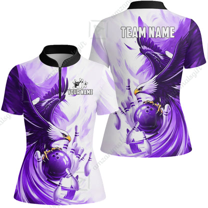 Custom Bowling Jersey Polo Shirt, Soaring Eagle, Custom Bowling Jersey Team Shirt For Players With Name & Team Name