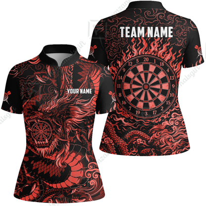 Custom Darts Jersey Polo Shirt, Dragon's Bullseye Darts, Custom Dart Jersey Team Shirt For Players With Name & Team Name